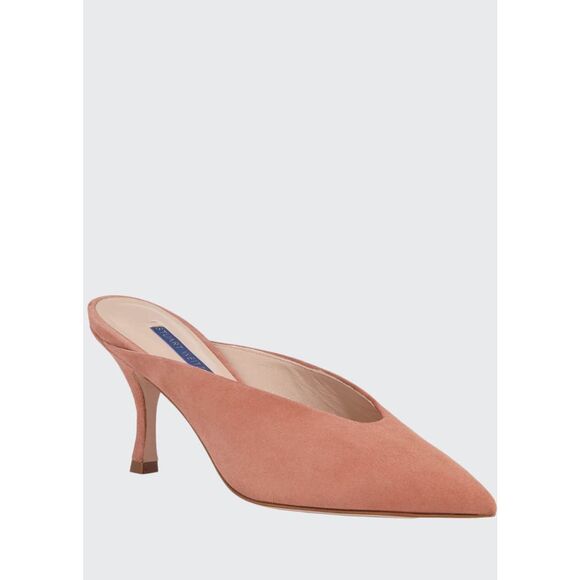 STUART WEITZMAN Women’s Terracotta Suede Lulah Mid-Heel Mules Size 10 - Picture 1 of 8